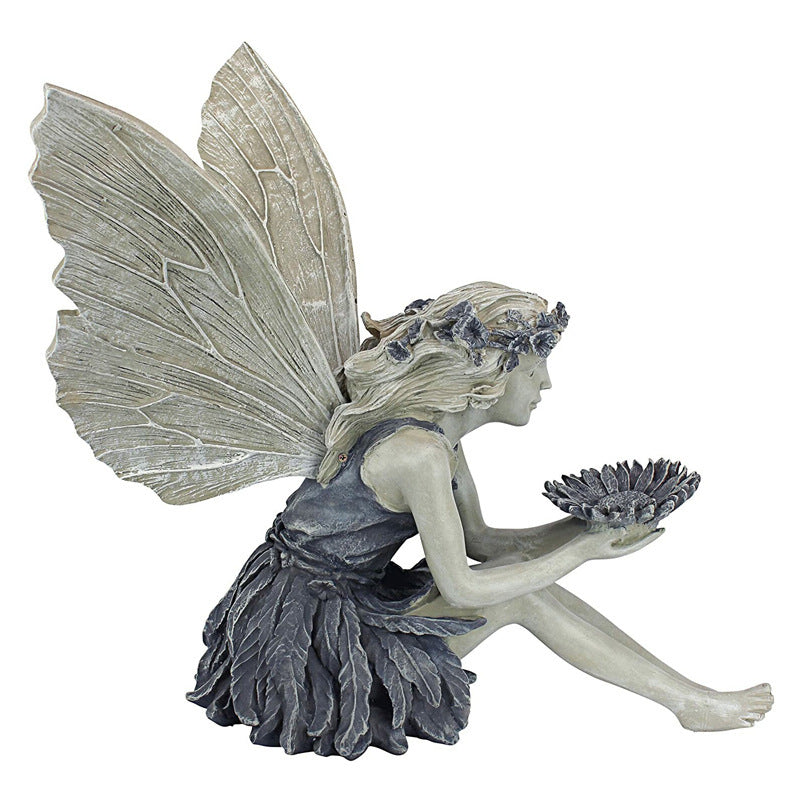 Fairy Sitting Garden Statue Ornament - Meekshire