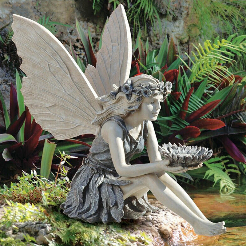 Fairy Sitting Garden Statue Ornament - Meekshire
