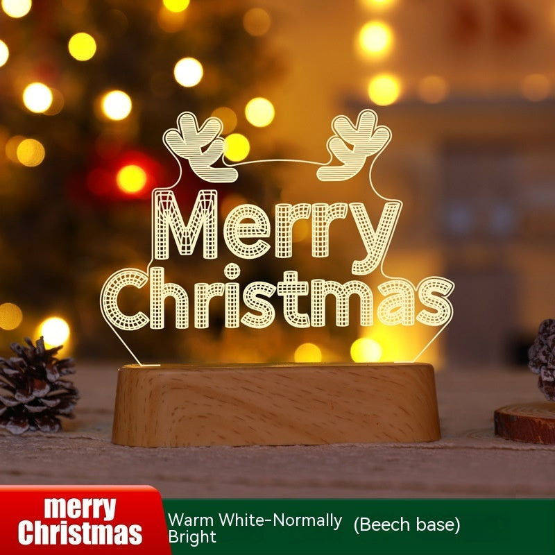Festive 3D Acrylic LED Night Light – Perfect Gift for Christmas and New Year - Meekshire