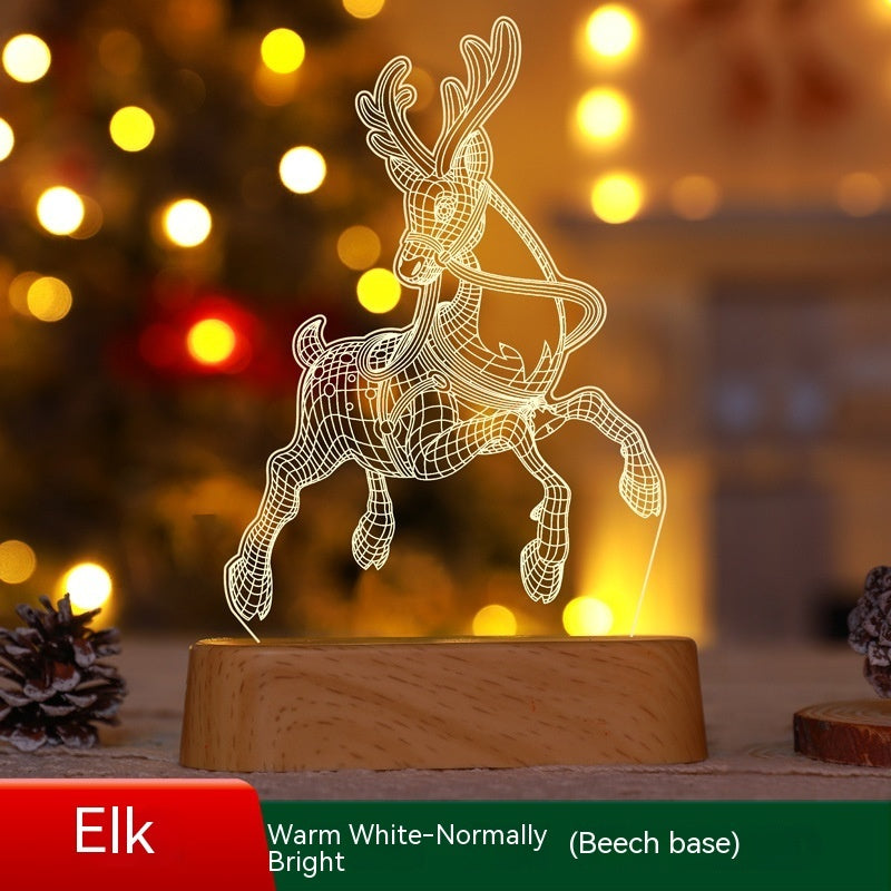 Festive 3D Acrylic LED Night Light – Perfect Gift for Christmas and New Year - Meekshire