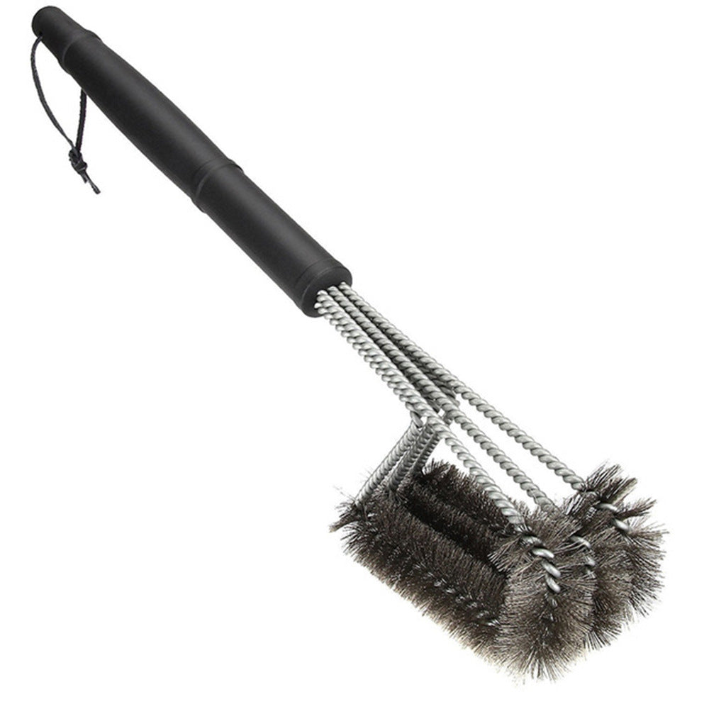 18-Inch Three-Head Steel Wire BBQ Grill Cleaning Brush - Outdoor Barbecue Tool - Meekshire