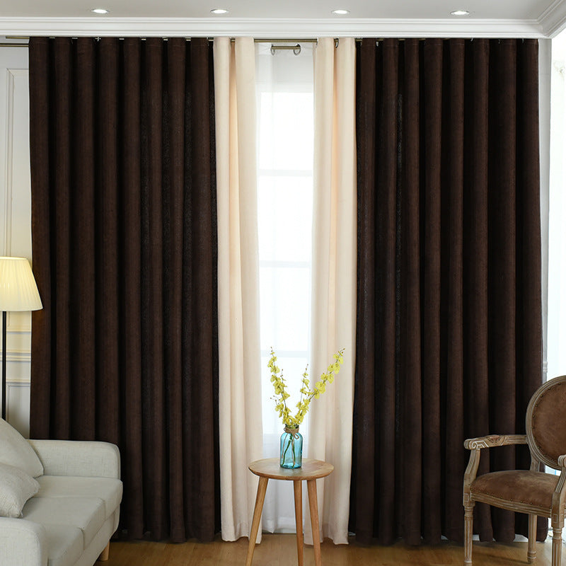 High-Shade Solid Chenille Curtains for Living & Bedroom - Meekshire