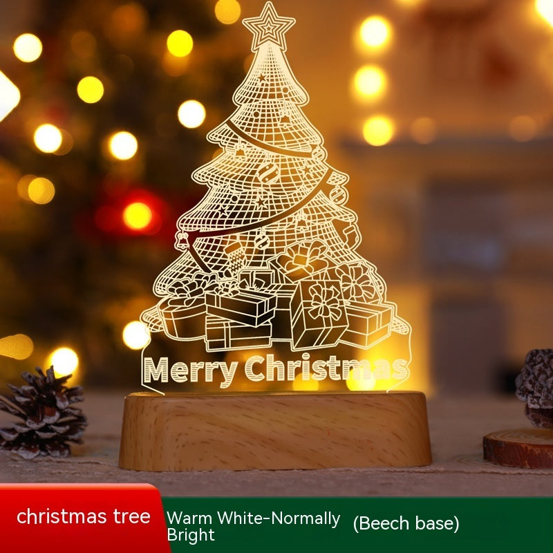 Festive 3D Acrylic LED Night Light – Perfect Gift for Christmas and New Year - Meekshire