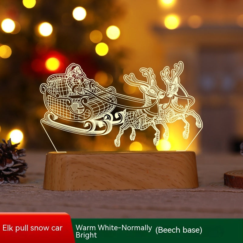 Festive 3D Acrylic LED Night Light – Perfect Gift for Christmas and New Year - Meekshire
