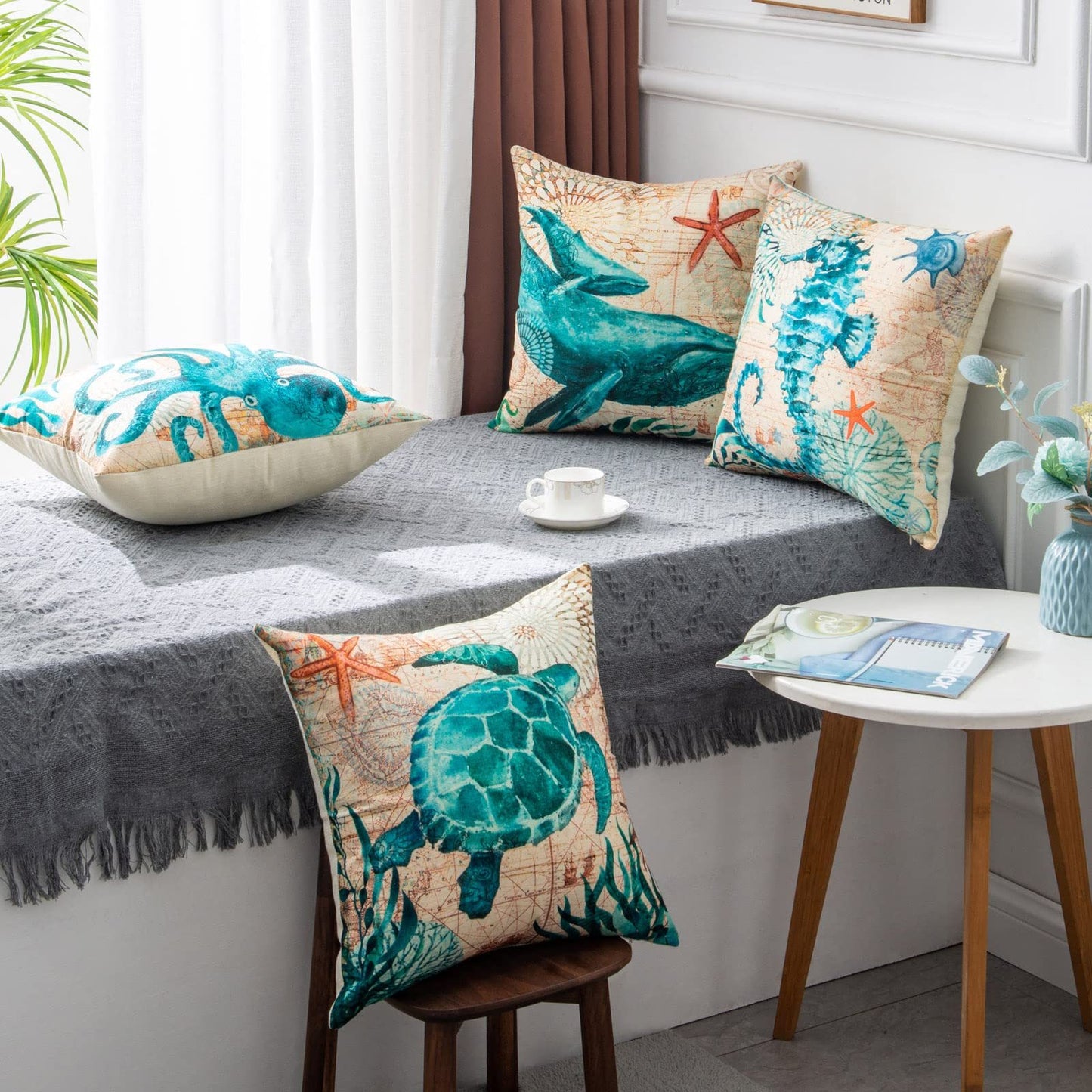 Sea Turtle Cushion Covers – Decorative Pillow Cases for Home Décor - Meekshire