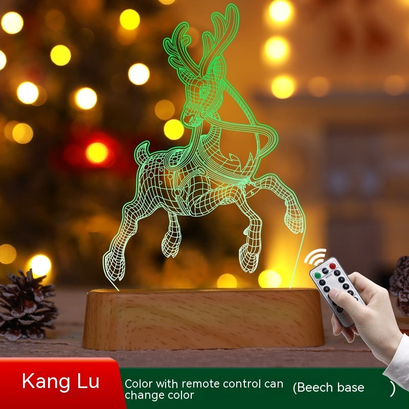 Festive 3D Acrylic LED Night Light – Perfect Gift for Christmas and New Year - Meekshire