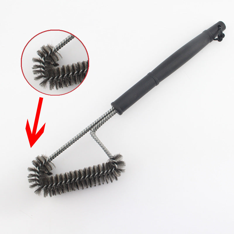 18-Inch Three-Head Steel Wire BBQ Grill Cleaning Brush - Outdoor Barbecue Tool - Meekshire