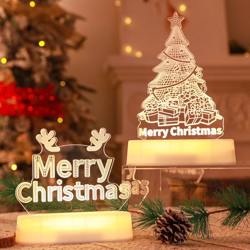 Festive 3D Acrylic LED Night Light – Perfect Gift for Christmas and New Year - Meekshire
