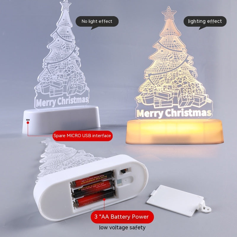 Festive 3D Acrylic LED Night Light – Perfect Gift for Christmas and New Year - Meekshire