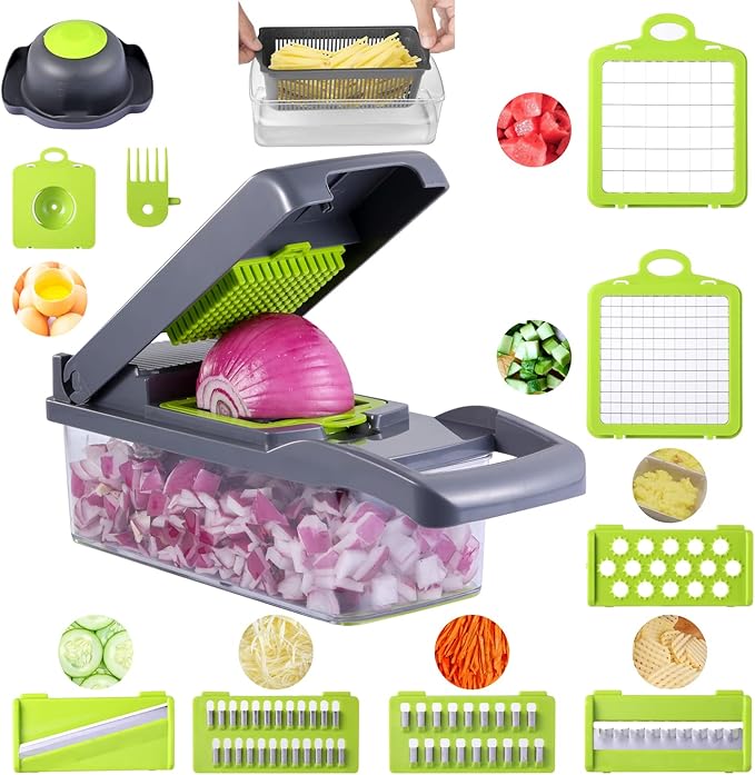 12-in-1 Manual Vegetable & Fruit Chopper – Easy Cooking - Meekshire