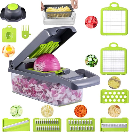 12-in-1 Manual Vegetable & Fruit Chopper – Easy Cooking - Meekshire