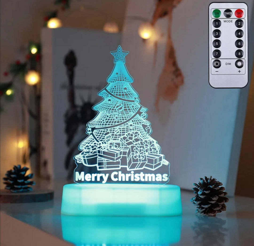 Festive 3D Acrylic LED Night Light – Perfect Gift for Christmas and New Year - Meekshire