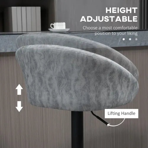 Stylish Adjustable Swivel Bar Stools - Set of 2 Light Grey Chairs with Footrest - Meekshire
