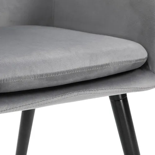 2 Pieces Modern Upholstered Fabric Bucket Seat Dining Room Armchairs - Grey
