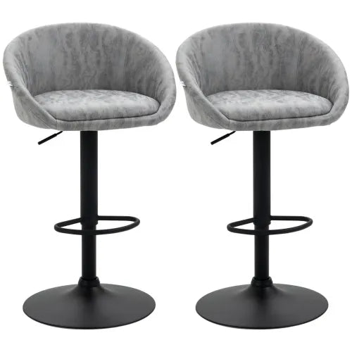 Adjustable Swivel Bar Stools Set of 2 Bar Chairs with Footrest, Light Grey - Meekshire
