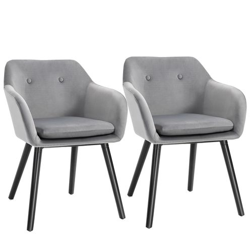 2 Pieces Modern Upholstered Fabric Bucket Seat Dining Room Armchairs - Grey - Meekshire