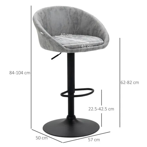 Adjustable Swivel Bar Stools Set of 2 Bar Chairs with Footrest, Light Grey - Meekshire