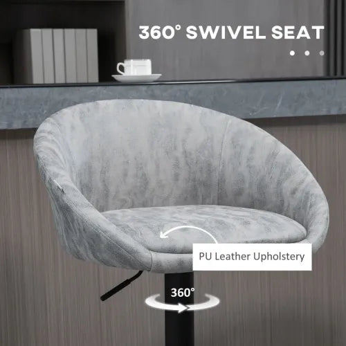 Adjustable Swivel Bar Stools Set of 2 Bar Chairs with Footrest, Light Grey - Meekshire