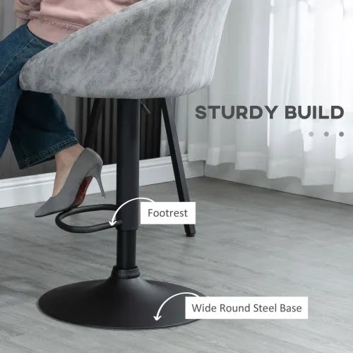 Adjustable Swivel Bar Stools Set of 2 Bar Chairs with Footrest, Light Grey - Meekshire