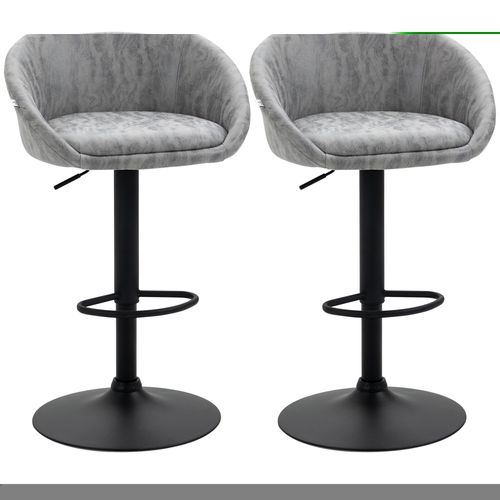 Adjustable Swivel Bar Stools Set of 2 Bar Chairs with Footrest, Light Grey - Meekshire