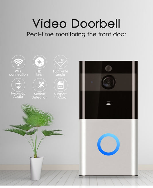 Marlboze 720P WIFI Visual Doorbell Wireless Intercom Doorbell PIR Motion Detection Night View SD card Video Smart Doorbell Ring - Meekshire