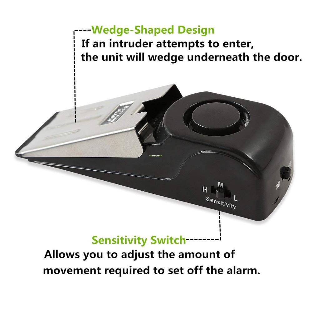 Electronic Burglar Alarm Intelligent Home Security Wedge Door Stop Alarm System Device Hotel Intruder Alert Detection - Meekshire