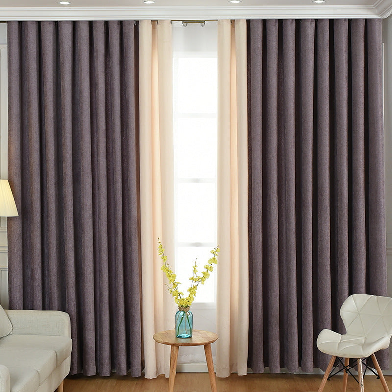 High-Shade Solid Chenille Curtains for Living & Bedroom - Meekshire