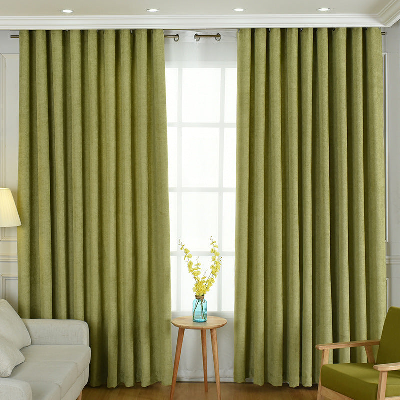 High-Shade Solid Chenille Curtains for Living & Bedroom - Meekshire