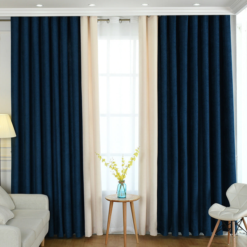 High-Shade Solid Chenille Curtains for Living & Bedroom - Meekshire