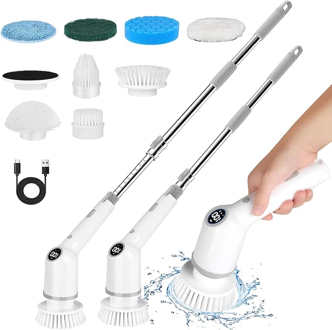 7-in-1 Electric Wireless Cleaning Brush with Long Retractable Handle - Meekshire