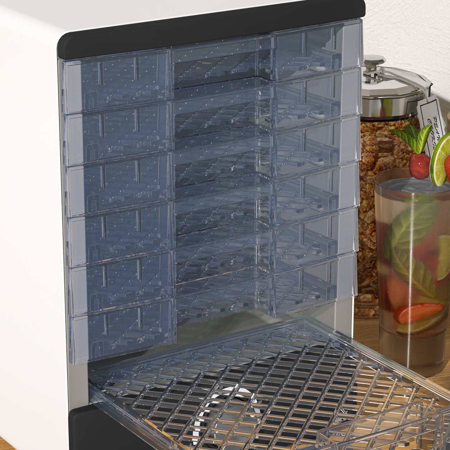 HOMCOM Food Dehydrator with 7 Stainless Steel Tray, for Fruit, Meat, White - Meekshire