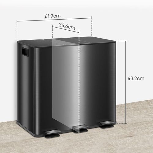 HOMCOM 45L Triple Compartment Pedal Bin: Smart Recycling & Waste Solution - Meekshire