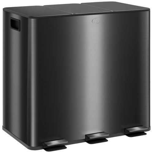 HOMCOM 45L Triple Compartment Pedal Bin: Smart Recycling & Waste Solution - Meekshire